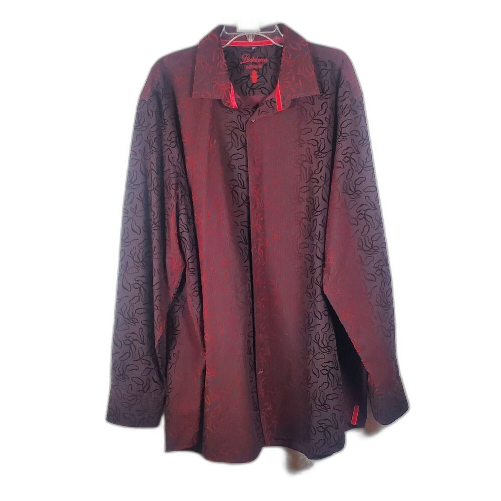 Men's Western Burgundy Black Embroidered Long Sleeve Size 3XL